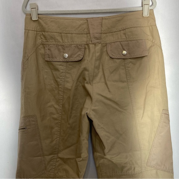 MARC AUREL KHAKI TAN CARGO WIDE LEG ZIPPER COTTON LINEN PANTS - Picture 8 of 14